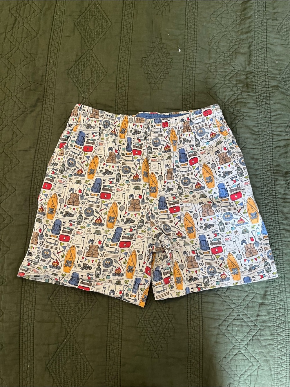Vineyard Vines Boys 16 Multicolor Camping All Over Print Shorts Elastic Waist